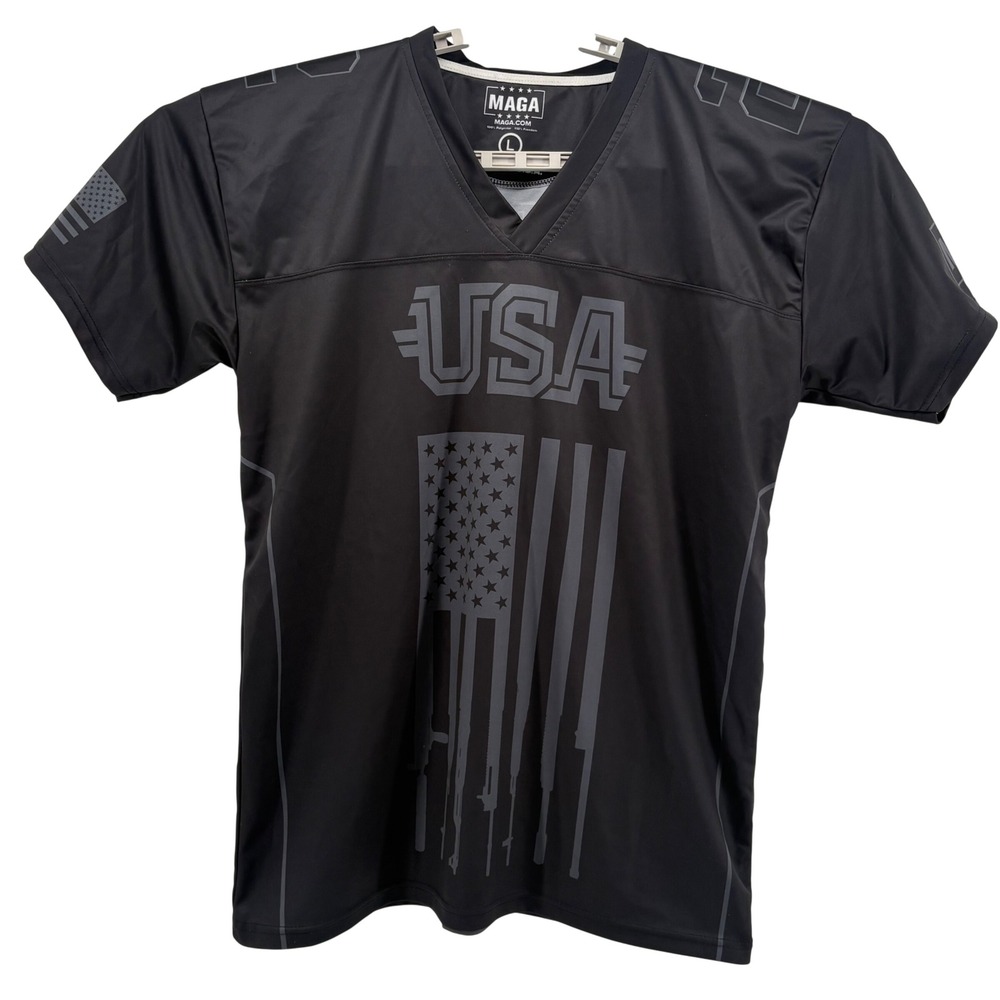 Maga Com Usa American Flag 2nd Amendment Patriotic Jersey Shirt Size L Trump
